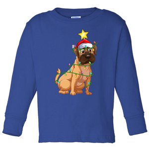 Bulldog Xmas Tree Lighting Santa Bulldog Christmas Gift Toddler Long Sleeve Shirt