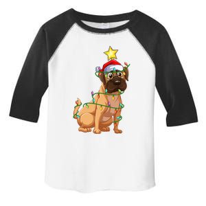 Bulldog Xmas Tree Lighting Santa Bulldog Christmas Gift Toddler Fine Jersey T-Shirt