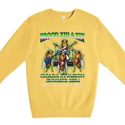 Brood Xix Xiii Cicada Invasion Summer 2024 Cicada 80s Band Premium Crewneck Sweatshirt