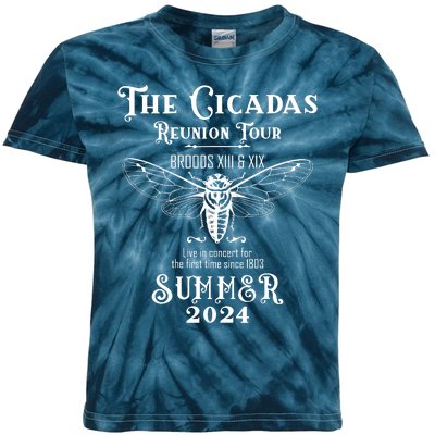 Brood Xix Xiii Cicada Invasion Summer 2024 Cicada 80s Band Kids Tie-Dye T-Shirt