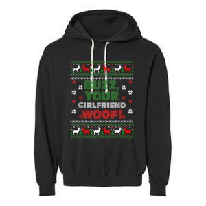 Buzz Xmas Your Girlfriend Woof! Ugly Christmas Sweater Garment-Dyed Fleece Hoodie