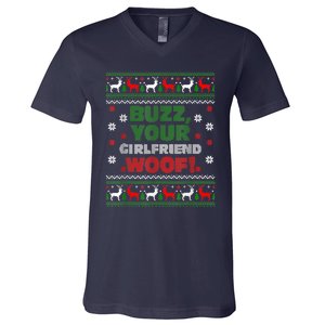 Buzz Xmas Your Girlfriend Woof! Ugly Christmas Sweater V-Neck T-Shirt