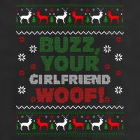 Buzz Xmas Your Girlfriend Woof! Ugly Christmas Sweater 7 Panel Mesh Trucker Snapback Hat