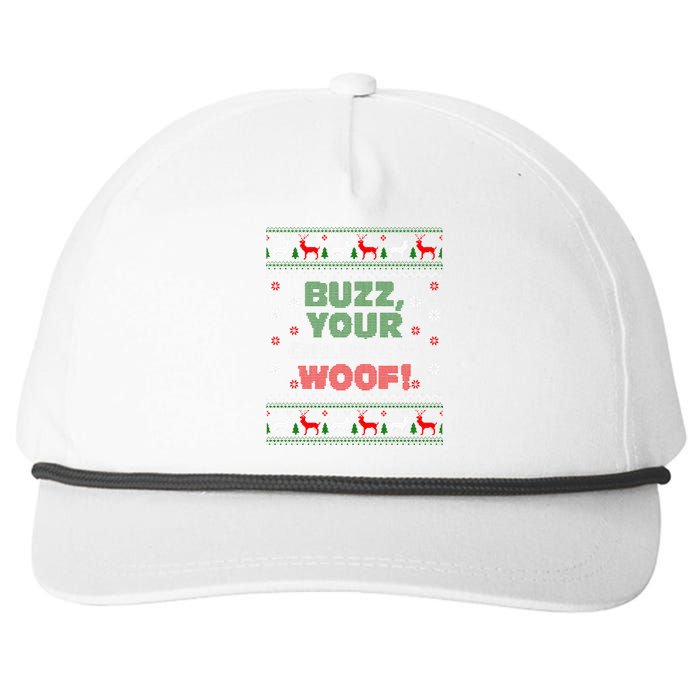 Buzz Xmas Your Girlfriend Woof! Ugly Christmas Sweater Snapback Five-Panel Rope Hat