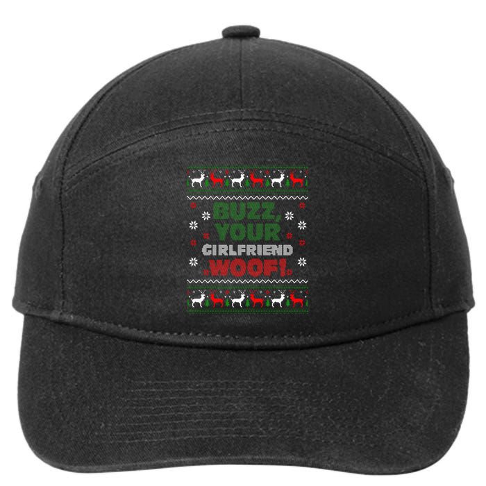 Buzz Xmas Your Girlfriend Woof! Ugly Christmas Sweater 7-Panel Snapback Hat