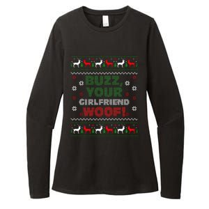 Buzz Xmas Your Girlfriend Woof! Ugly Christmas Sweater Womens CVC Long Sleeve Shirt