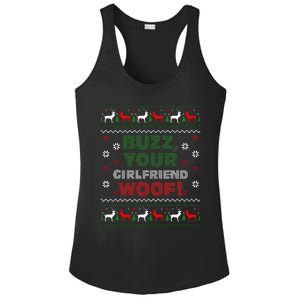 Buzz Xmas Your Girlfriend Woof! Ugly Christmas Sweater Ladies PosiCharge Competitor Racerback Tank