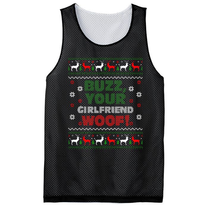 Buzz Xmas Your Girlfriend Woof! Ugly Christmas Sweater Mesh Reversible Basketball Jersey Tank