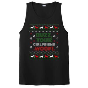 Buzz Xmas Your Girlfriend Woof! Ugly Christmas Sweater PosiCharge Competitor Tank