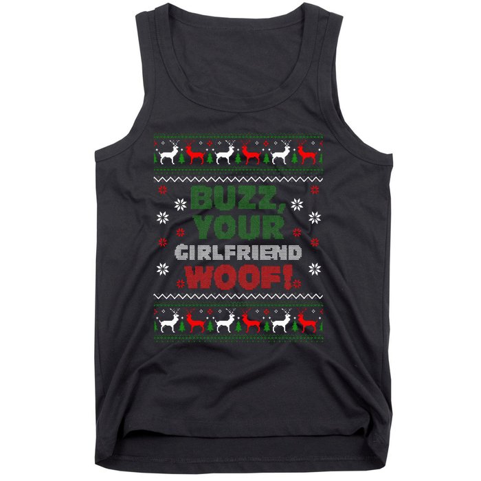 Buzz Xmas Your Girlfriend Woof! Ugly Christmas Sweater Tank Top