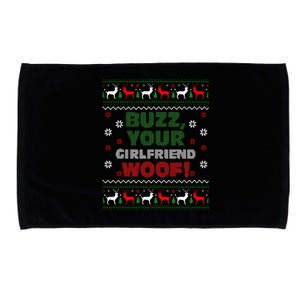 Buzz Xmas Your Girlfriend Woof! Ugly Christmas Sweater Microfiber Hand Towel