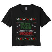 Buzz Xmas Your Girlfriend Woof! Ugly Christmas Sweater Women's Crop Top Tee