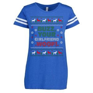 Buzz Xmas Your Girlfriend Woof! Ugly Christmas Sweater Enza Ladies Jersey Football T-Shirt