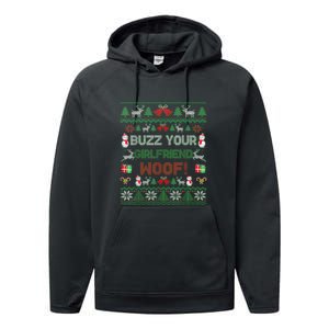 Buzz Xmas Your Girlfriend Woof! Ugly Christmas Sweater Performance Fleece Hoodie