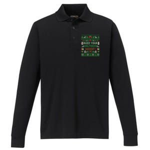 Buzz Xmas Your Girlfriend Woof! Ugly Christmas Sweater Performance Long Sleeve Polo