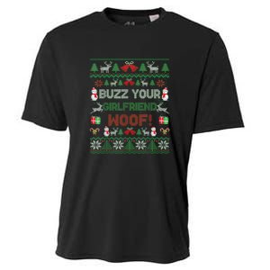 Buzz Xmas Your Girlfriend Woof! Ugly Christmas Sweater Cooling Performance Crew T-Shirt