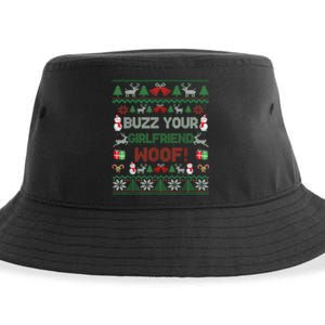 Buzz Xmas Your Girlfriend Woof! Ugly Christmas Sweater Sustainable Bucket Hat