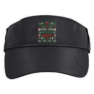 Buzz Xmas Your Girlfriend Woof! Ugly Christmas Sweater Adult Drive Performance Visor