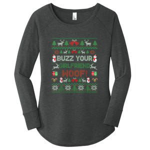 Buzz Xmas Your Girlfriend Woof! Ugly Christmas Sweater Women's Perfect Tri Tunic Long Sleeve Shirt