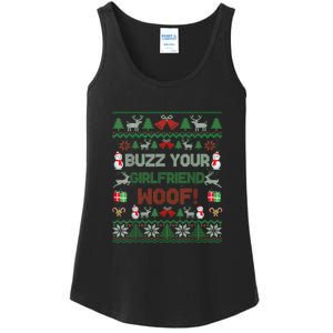 Buzz Xmas Your Girlfriend Woof! Ugly Christmas Sweater Ladies Essential Tank