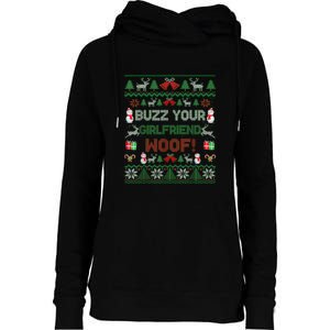 Buzz Xmas Your Girlfriend Woof! Ugly Christmas Sweater Womens Funnel Neck Pullover Hood