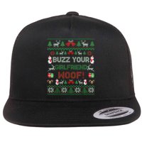 Buzz Xmas Your Girlfriend Woof! Ugly Christmas Sweater Flat Bill Trucker Hat