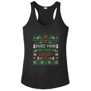 Buzz Xmas Your Girlfriend Woof! Ugly Christmas Sweater Ladies PosiCharge Competitor Racerback Tank