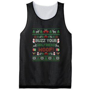 Buzz Xmas Your Girlfriend Woof! Ugly Christmas Sweater Mesh Reversible Basketball Jersey Tank