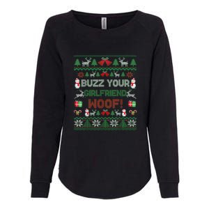 Buzz Xmas Your Girlfriend Woof! Ugly Christmas Sweater Womens California Wash Sweatshirt