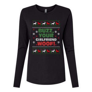 Buzz Xmas Your Girlfriend Woof! Ugly Christmas Sweater Womens Cotton Relaxed Long Sleeve T-Shirt