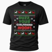Buzz Xmas Your Girlfriend Woof! Ugly Christmas Sweater Cooling Performance Crew T-Shirt
