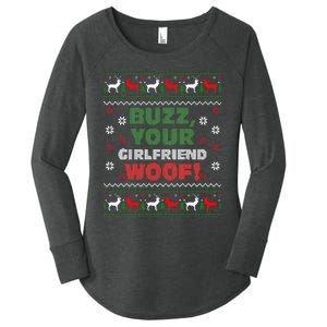 Buzz Xmas Your Girlfriend Woof! Ugly Christmas Sweater Women's Perfect Tri Tunic Long Sleeve Shirt