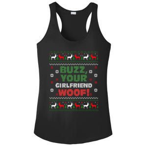 Buzz Xmas Your Girlfriend Woof! Ugly Christmas Sweater Ladies PosiCharge Competitor Racerback Tank