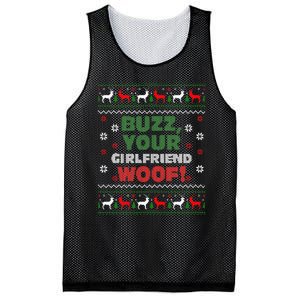 Buzz Xmas Your Girlfriend Woof! Ugly Christmas Sweater Mesh Reversible Basketball Jersey Tank