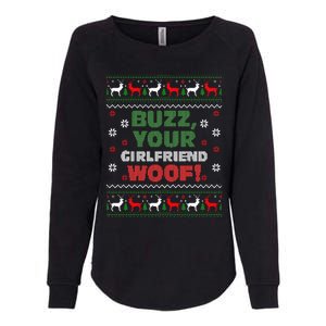 Buzz Xmas Your Girlfriend Woof! Ugly Christmas Sweater Womens California Wash Sweatshirt