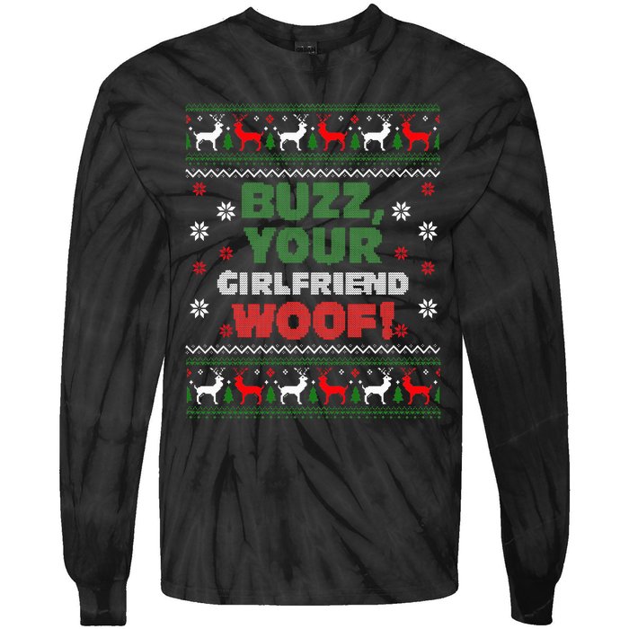 Buzz Xmas Your Girlfriend Woof! Ugly Christmas Sweater Tie-Dye Long Sleeve Shirt