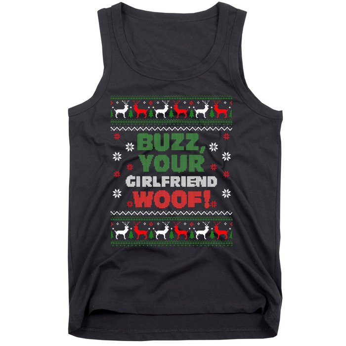 Buzz Xmas Your Girlfriend Woof! Ugly Christmas Sweater Tank Top