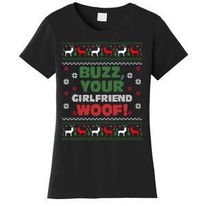 Buzz Xmas Your Girlfriend Woof! Ugly Christmas Sweater Women's T-Shirt