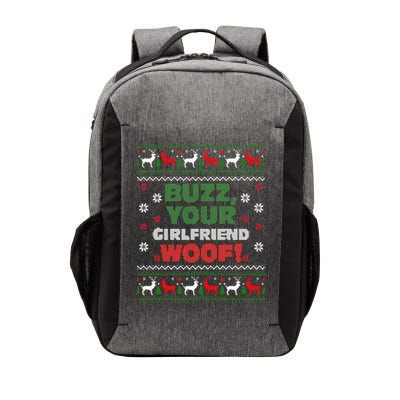 Buzz Xmas Your Girlfriend Woof! Ugly Christmas Sweater Vector Backpack