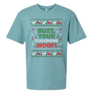 Buzz Xmas Your Girlfriend Woof! Ugly Christmas Sweater Sueded Cloud Jersey T-Shirt