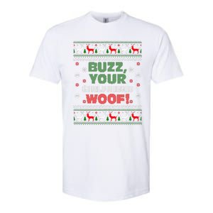 Buzz Xmas Your Girlfriend Woof! Ugly Christmas Sweater Softstyle CVC T-Shirt