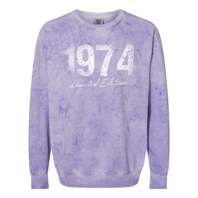 Birthday Year 1974 Limited Edition Gift Used Grunge Vintage Gift Colorblast Crewneck Sweatshirt