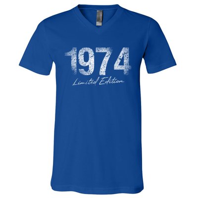 Birthday Year 1974 Limited Edition Gift Used Grunge Vintage Gift V-Neck T-Shirt