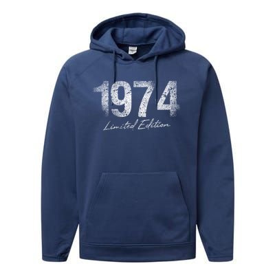 Birthday Year 1974 Limited Edition Gift Used Grunge Vintage Gift Performance Fleece Hoodie