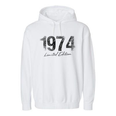 Birthday Year 1974 Limited Edition Gift Used Grunge Vintage Gift Garment-Dyed Fleece Hoodie