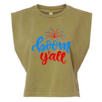 Boom Yall 4th Of July Firework Festive Garment-Dyed Women's Muscle Tee