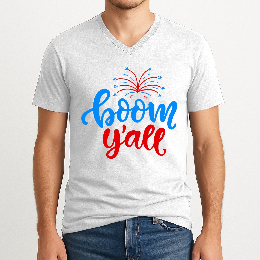 Boom Yall 4th Of July Firework Festive V-Neck T-Shirt