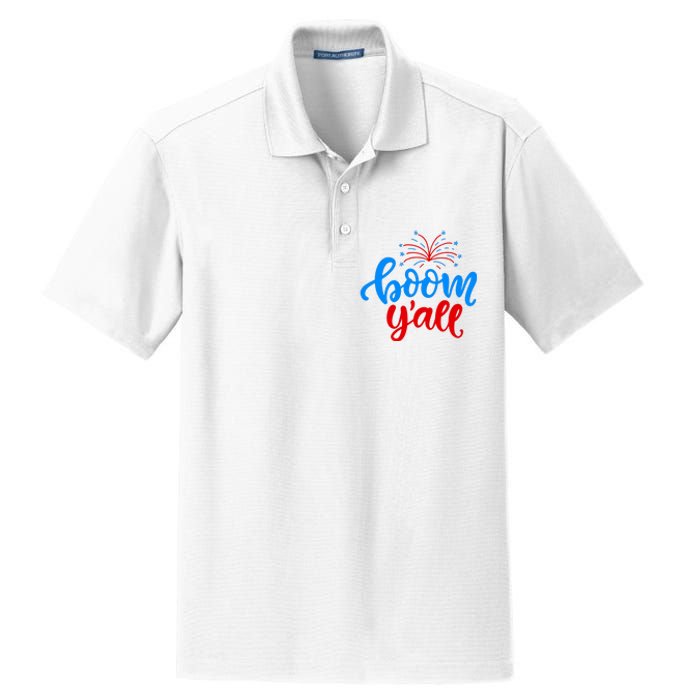 Boom Yall 4th Of July Firework Festive Dry Zone Grid Polo