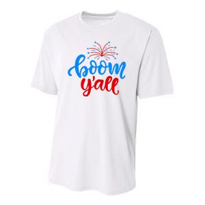 Boom Yall 4th Of July Firework Festive Youth Performance Sprint T-Shirt