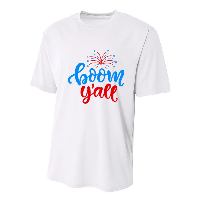 Boom Yall 4th Of July Firework Festive Youth Performance Sprint T-Shirt